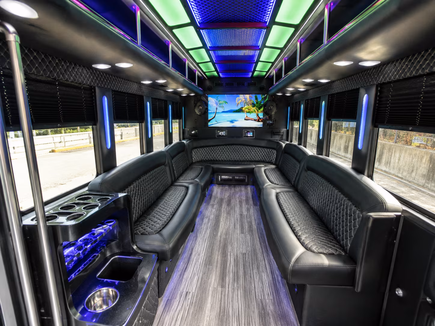 dothan 18 passenger party bus inside
