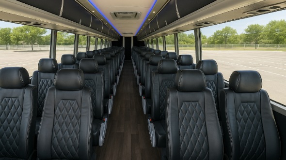 Interior of Charter Bus Company Huntsville's 54 Passenger Charter Bus in Huntsville